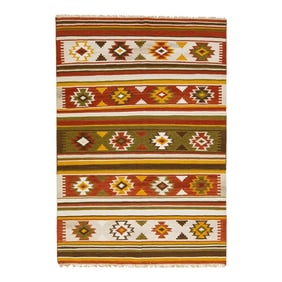 2020s Modern Kilim Handmade Multicolor Geometric Wool Rug