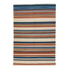 2020s Modern Kilim Handmade Multicolor Geometric Wool Rug