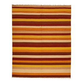 2020s Modern Kilim Handmade Multicolor Geometric Wool Rug