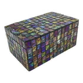 Large Glass Mosaic Lidded Trinket Treasure Chest