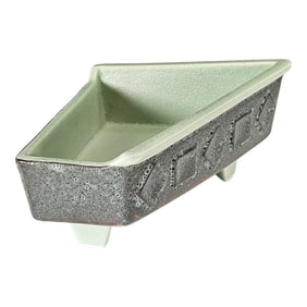 Mid-Century Japanese Ikebana Vessel With Celadon and Lava Glaze, Brutalist Stoneware