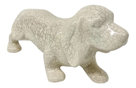Artisan Crackle Glaze Ceramic Doggy