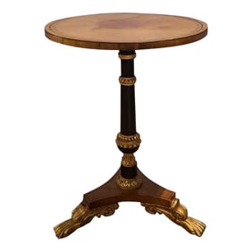 Baker Furniture Stately Homes Regency Ebonized and Giltwood Pedestal Side Table