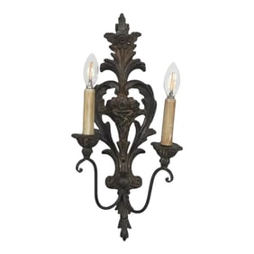 1990s Hand Carved 2 Lights Sconce