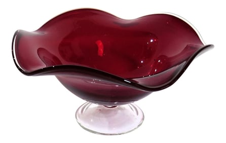 Late 20th Century Murano Style Ruby Red Dish