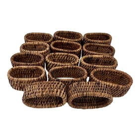 Woven Rattan Napkin Rings-Set of 14