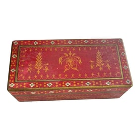 Mid 20th Century Mid Century Red Floral Painted Box