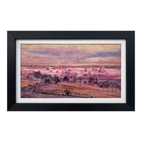 Winter Trees Landscape on a Misty Morning With Pinks & Purples by British Artist, 2000