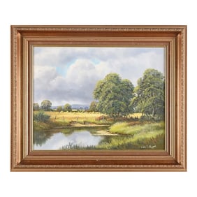 John S Haggan River Landscape with Rain Clouds in Ireland by 20th Century Modern Irish Artist, 1985