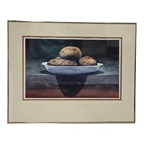 Still Life Potato Vegetable Watercolor Painting Signed Earl Rema Ault