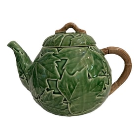1980's Bordallo Pinhiero Majolica Maple Leaf Teapot
