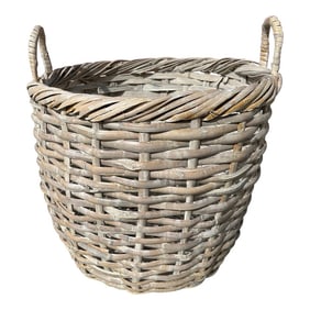 Whitewash Woven Split Bamboo/Rattan Basket