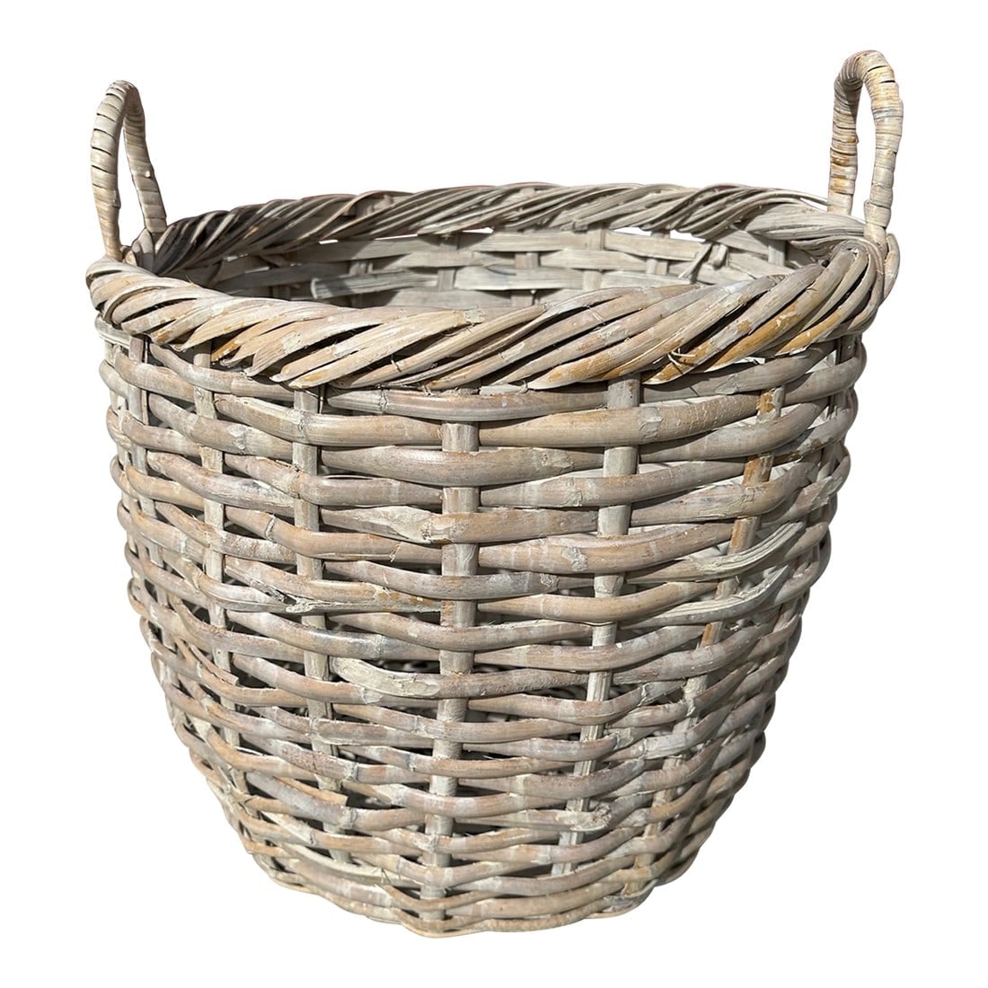 Whitewash Woven Split Bamboo/Rattan Basket (1 of 4)