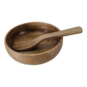 Hand Turned Myrtlewood Bowl "Collector Series" Lakeshore Spoon & Fork 9"