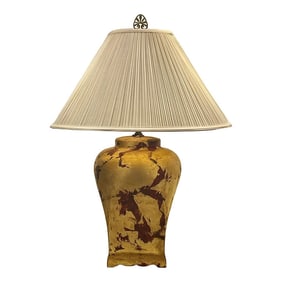 Vintage Tony Duquette Chinouserie Style Newly Painted Red Hand Gilded and Distressed Ginger Jar Tabl