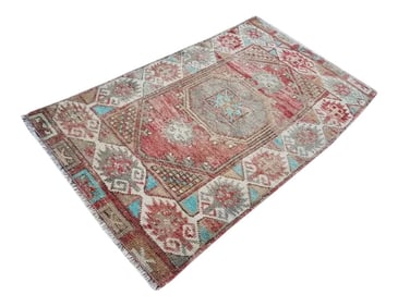 1970s Vintage Miniature Turkish Oushak Rug - 1"²7"³ Ã— 2"²8"³