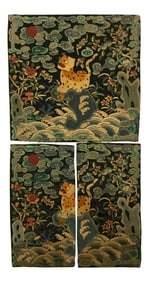 Antique Chinese Hand Embroidered Silk Rank Badges - Set of 3