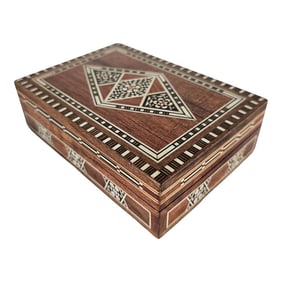 Moroccan Inlaid Marquetry Hardwood Box Ornate Khatam Style