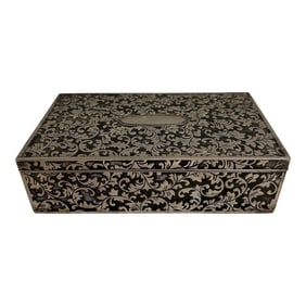 Vintage 1940's Silver Plate Embossed Floral Jewelry or Trinket Box