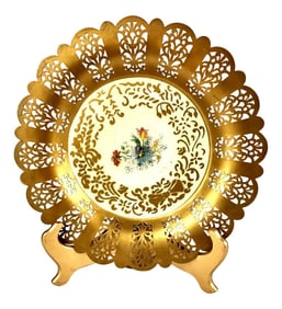 Filigree Toleware Hand Painted Decorative Plate With Stand