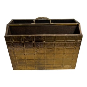 Mid 20th Century Brass Clad Magazine Holder With Handle