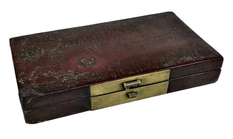 1900s Chinoiserie Leather Document Box