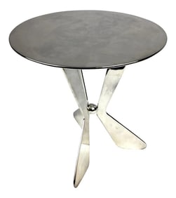 1980s Silver Plated Modern Heavy Pedestal Stand