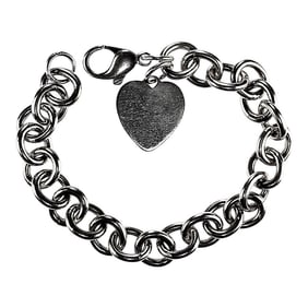 Late 20th Century Sterling Silver Link Bracelet With Heart