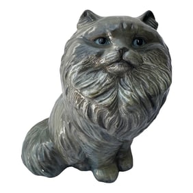 Vintage Gray Persian Cat Figure
