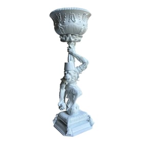 Stylish Palm Beach Regency Dorothy Draper Style Newly Painted Gloss White Monkey Pedestal Cachepot