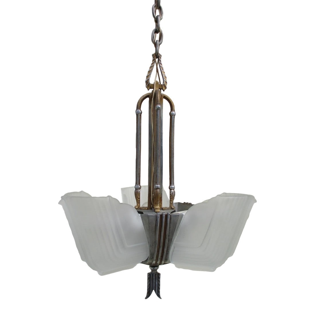 Art Deco Circa 1930s Style Slip Glass Three Shade Chandelier Pendant Light (1 of 11)