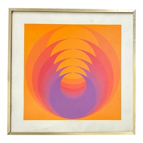 1960s Original Signed Robert Bidner Abstract Print, Framed