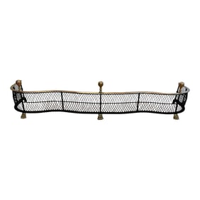 1970's Brass and Iron Mesh Serpentine Fireplace Fender Attributed to Virginia Metalcrafters