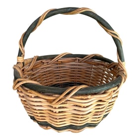 Vintage Woven Rattan/Bentwood Gathering Basket