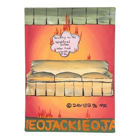 1990s Original Signed Sally Davis "Painting No. 941, Jackie O Sofa" Acrylic Painting on Canvas