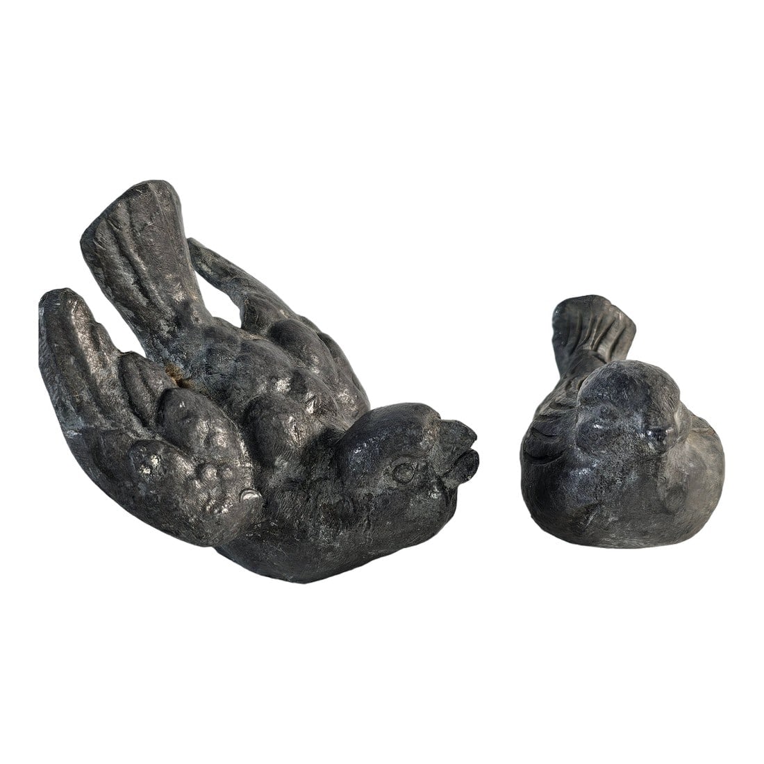 Iron Bird Figures Sparrows Paperweights Set of 2: This is a wonderful sparrow collection. These little birds are made of iron and perched an a small mound , they are great for garden shelf or desk makes a striking addition to your collection. Wonderf