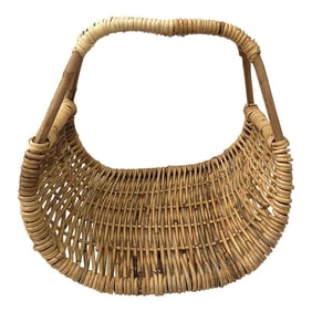 Vintage Woven Rattan Firewood Basket