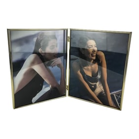1960's Desktop Double 8 X 10 Brass Photo Frame