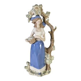 Tengra Maiden Flower Basket & Tree Porcelain Figurine 15"