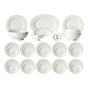 French Gien White Porcelain Dinner Set | Service for 10