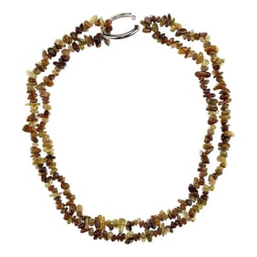 Infinity Necklace of Highly Polished Green Garnet Chips