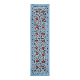 Suzani Tapestry With Floral Design, Silk on Silk Suzani Wall Hanging Decor 1'7'' X 6'2''