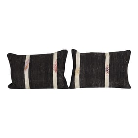 Striped Pillow Cases Fashioned Out of a Mid-20th Century Anatolian Kilim
