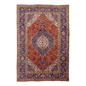 Handmade Vintage Tabriz Wool Rug With Medallion Design