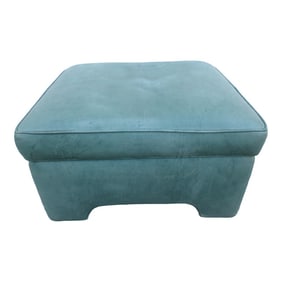 Vintage Mint Green Hancock & Moore Ottoman With Tray