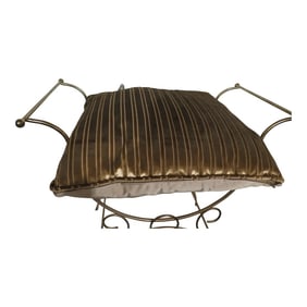 Hollywood Regency Pure Brass Vanity Stool/Chair With Gold Pillow