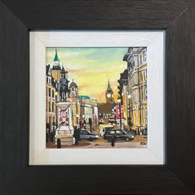 Angela Wakefield, Miniature Painting of Trafalgar Square London Westminster by British City Artist,