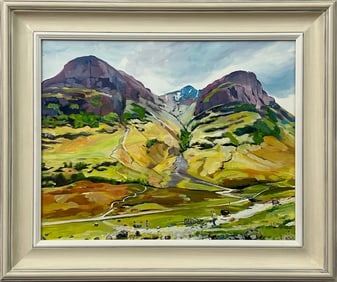Scottish Highlands With Children Playing in the Mountains by Contemporary Artist