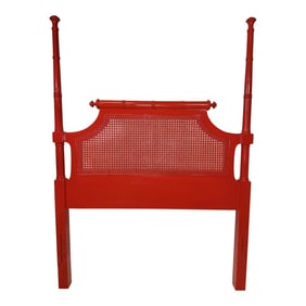 Stylish Vintage Bali Hai Faux Bamboo Cane Twin Headboard by Henry Link- Newly Painted Flirt Red by B