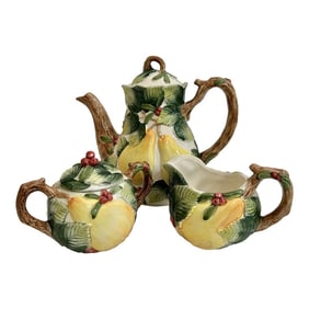 1991 Fitz and Floyd Holiday Pear Tea Set - 3 Pieces
